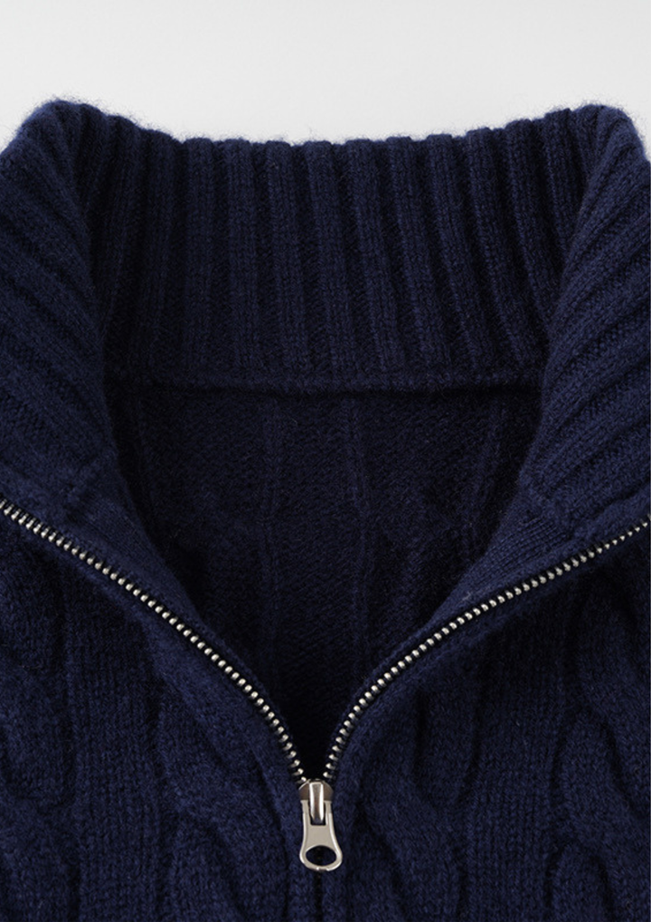 Half Zip Cable Knit Sweater