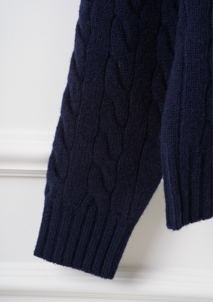 Half Zip Cable Knit Sweater