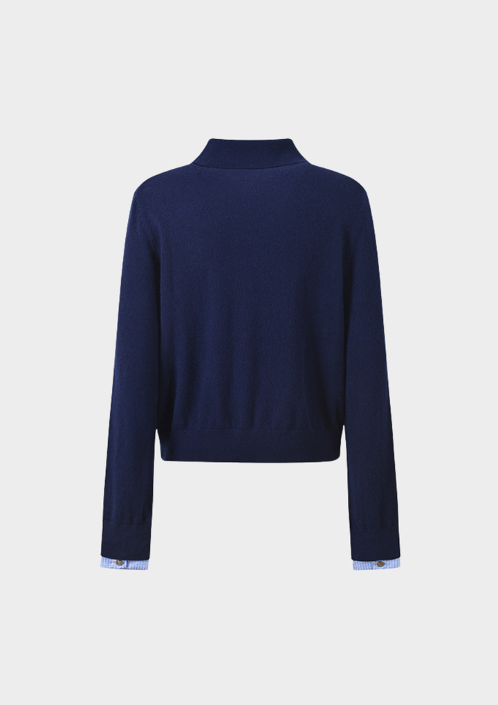 Sophie Navy Polo Knit Top