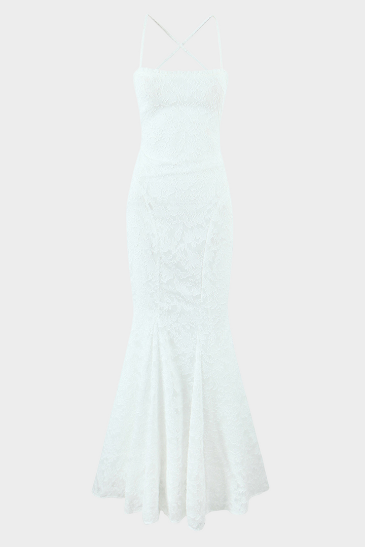 Lily - Backless Lace Up Mermaid Maxi Dress