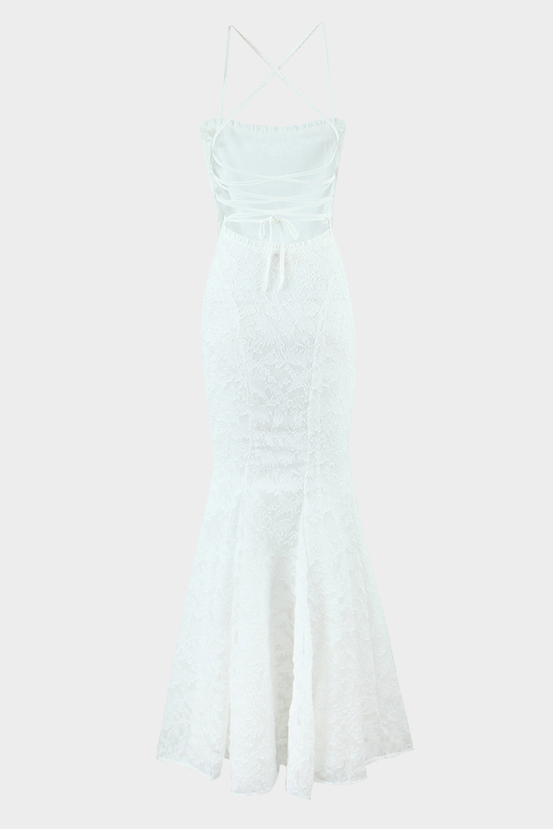 Lily - Backless Lace Up Mermaid Maxi Dress