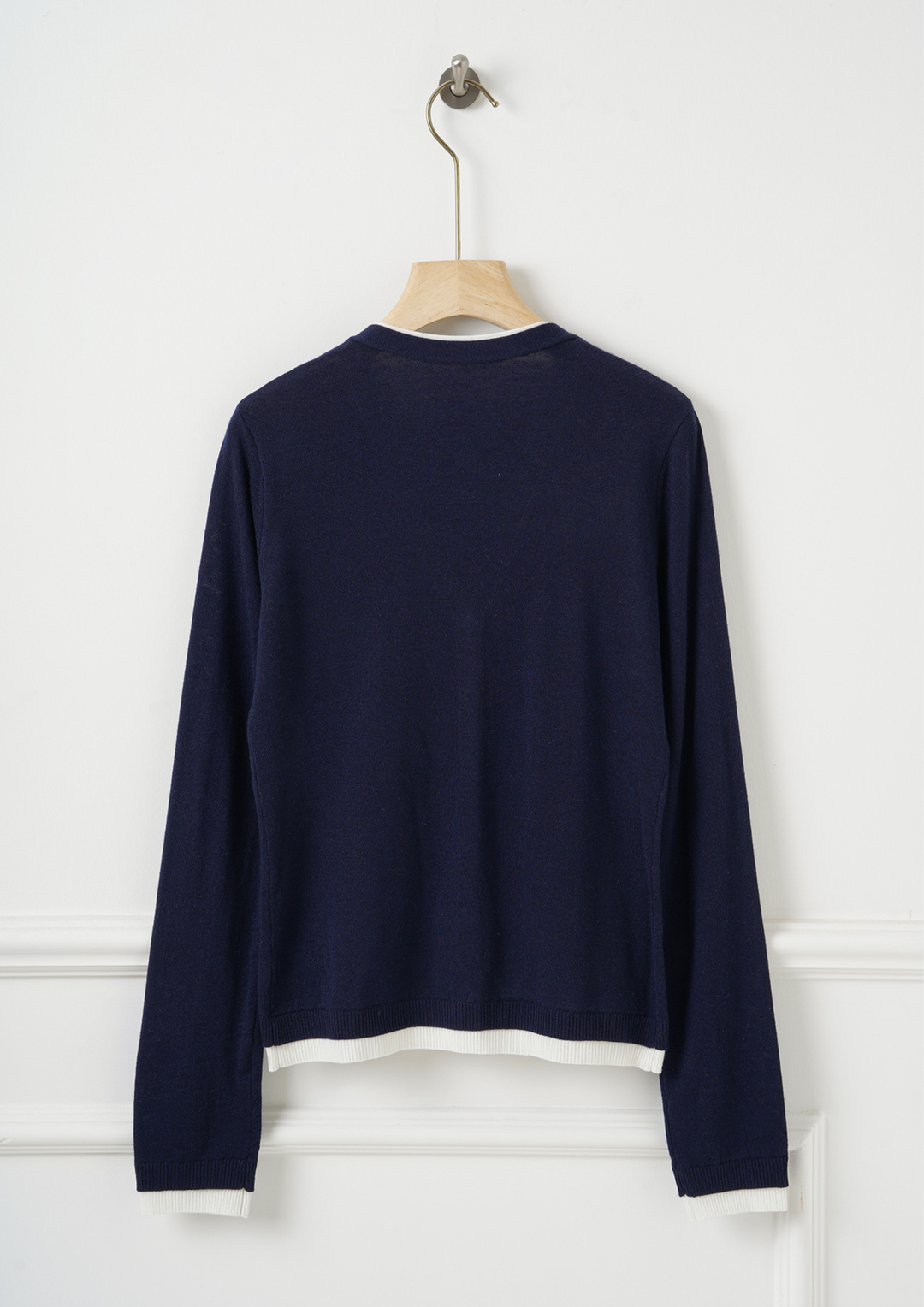 Contrast Trim Slim Knit Sweater