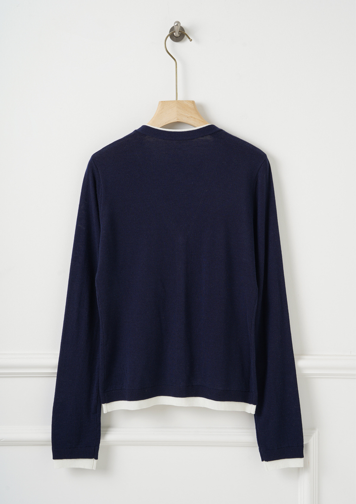 Contrast Trim Slim Knit Sweater