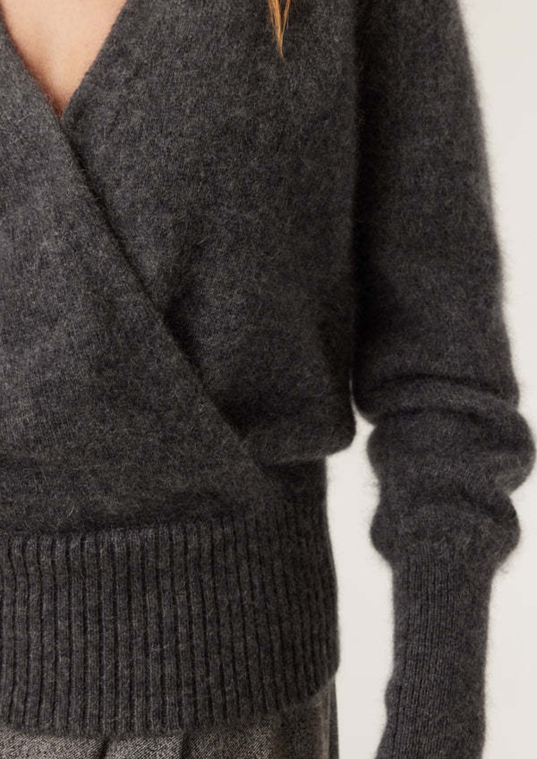 Soft Knit V Neck Cross Sweater Top