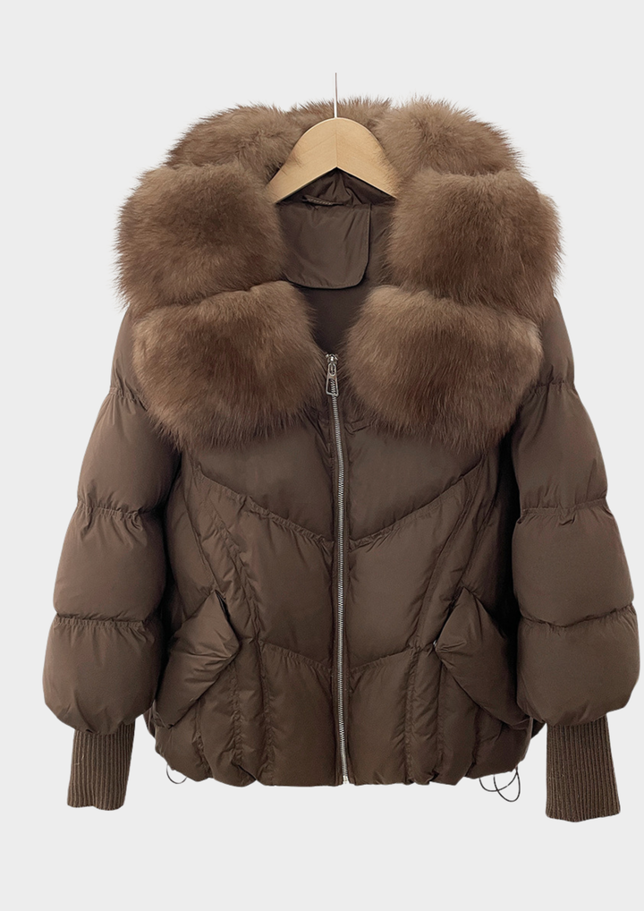 Fox Fur Collar Luxe Down Jacket