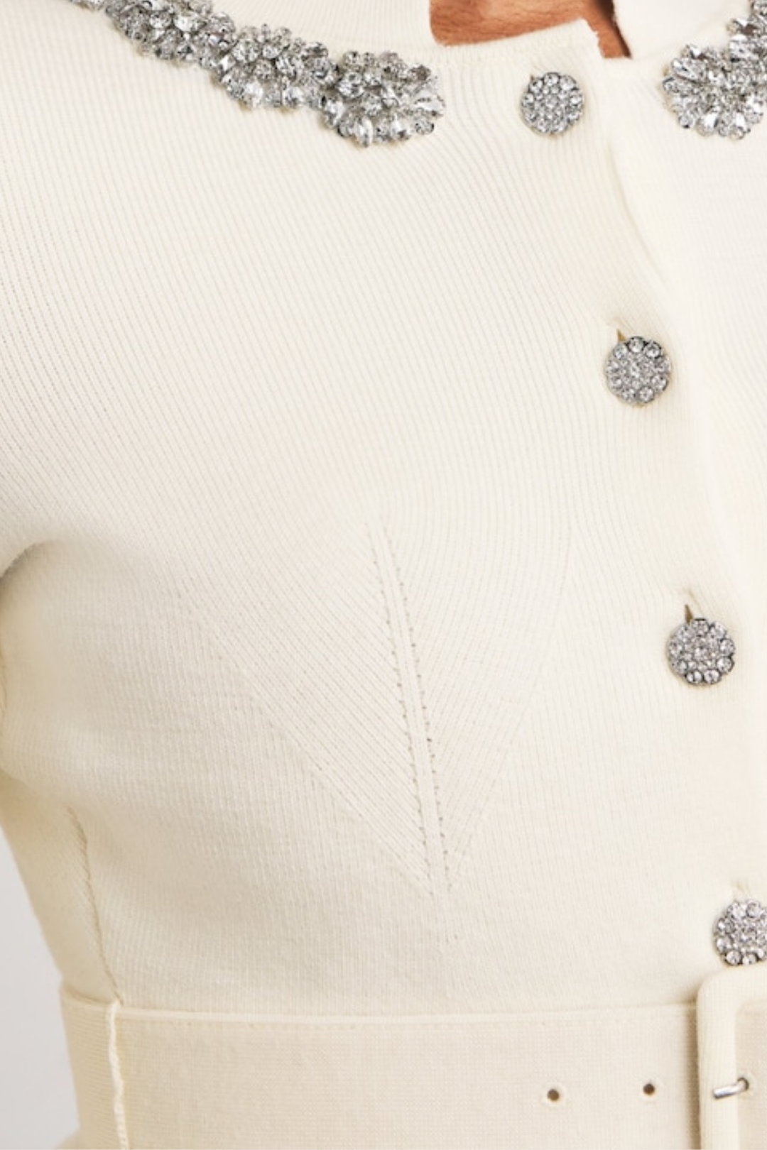 Embellished Elegance Wool Belted Midaxi Dress