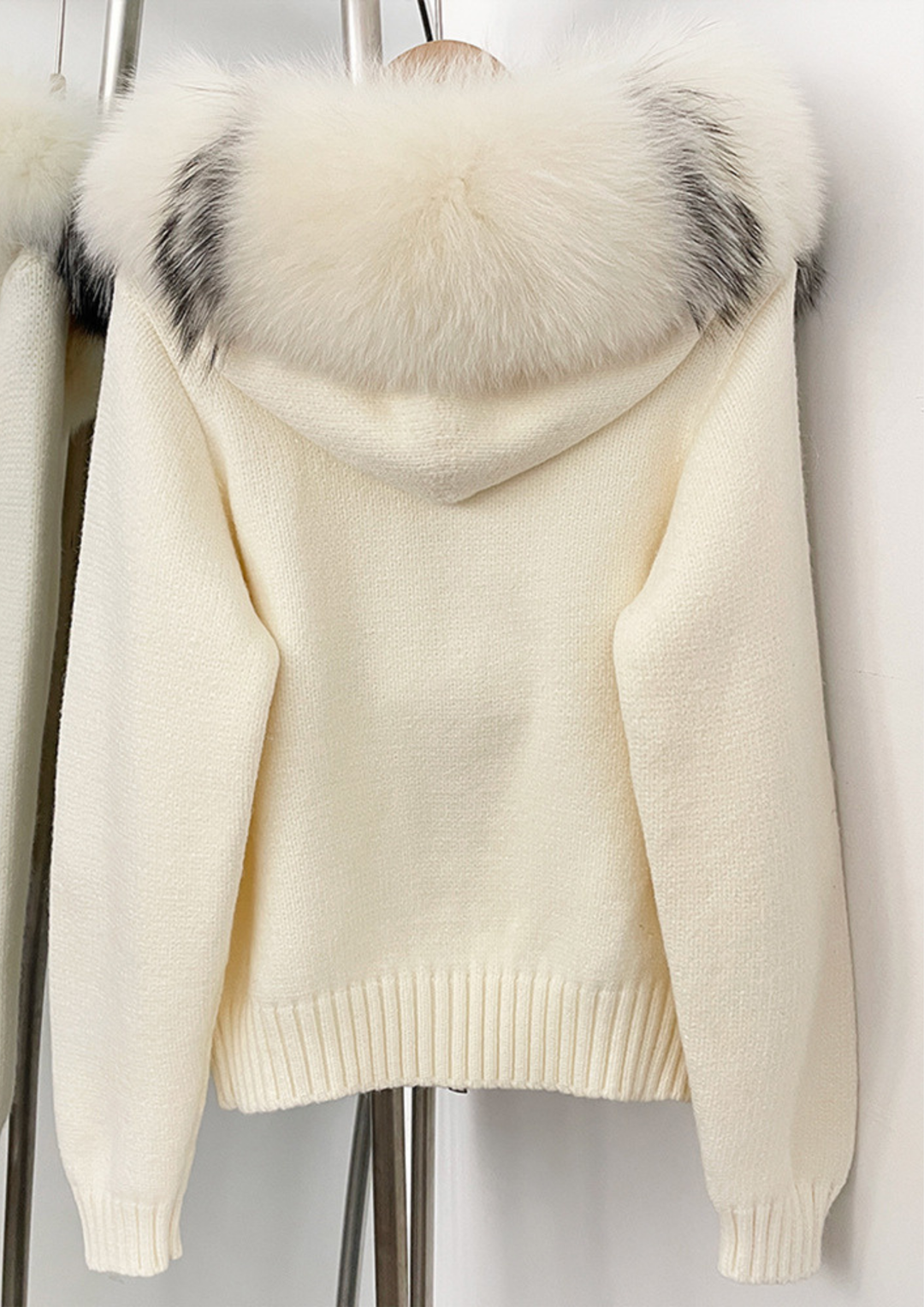 Large Fur Collar Hooded Zipper  Jacket Top