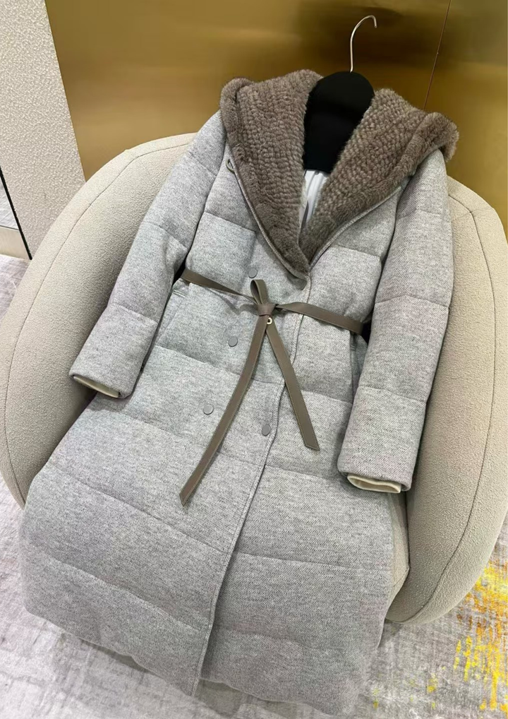 Bianca Mink Braided Hood Goose Down Coat