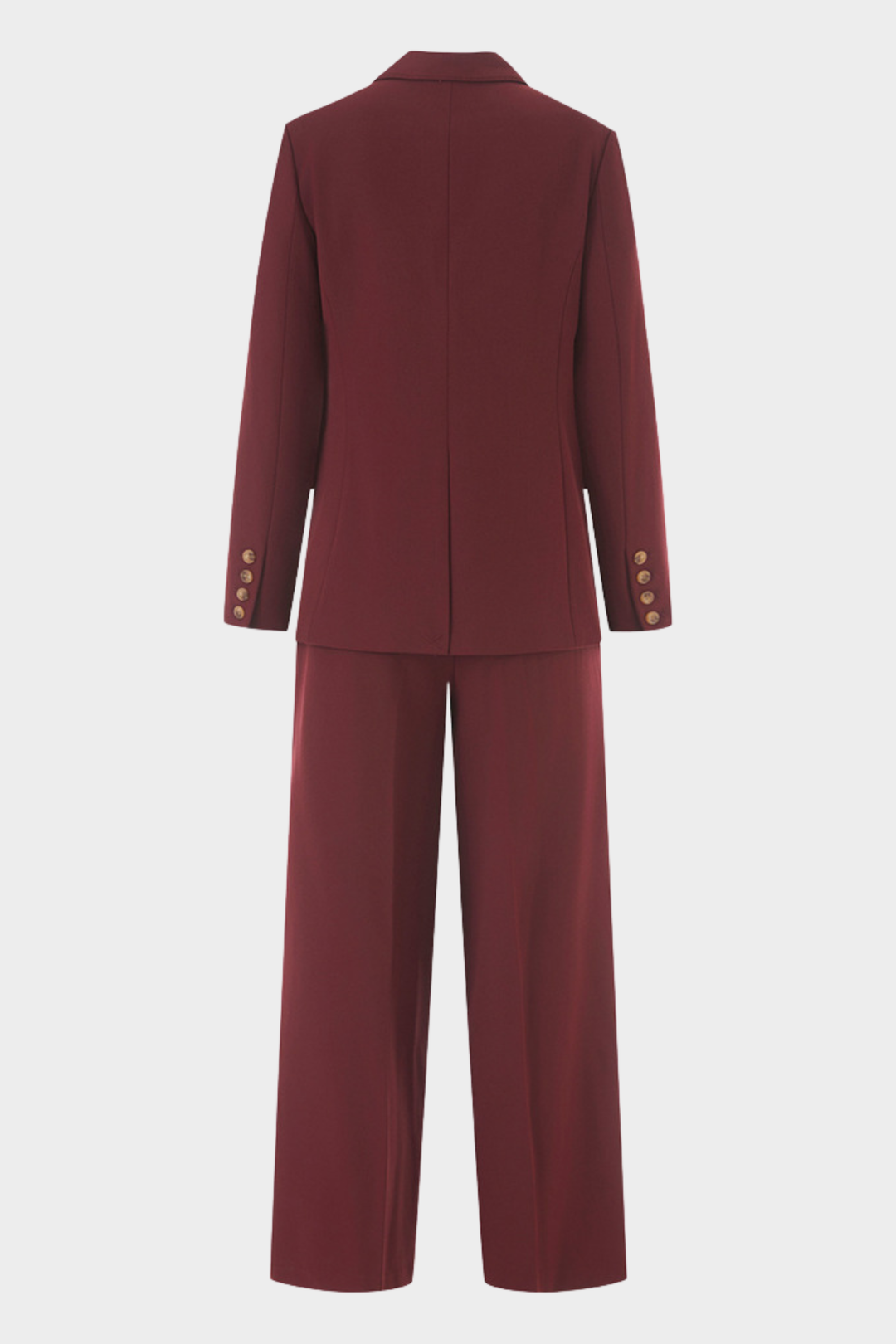 Signature Bordeaux Structured Suit with Wide Leg Trousers