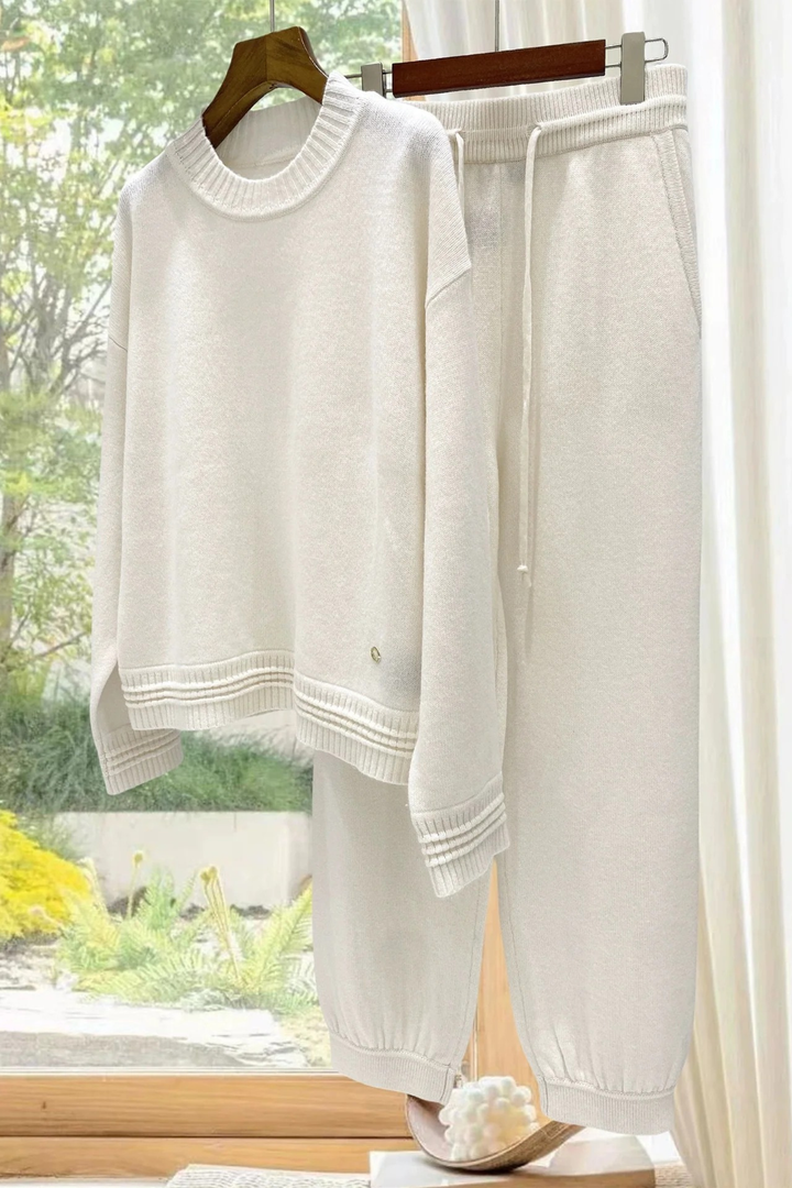 Cashmere Soft Round Neck Knit Drawstring Set
