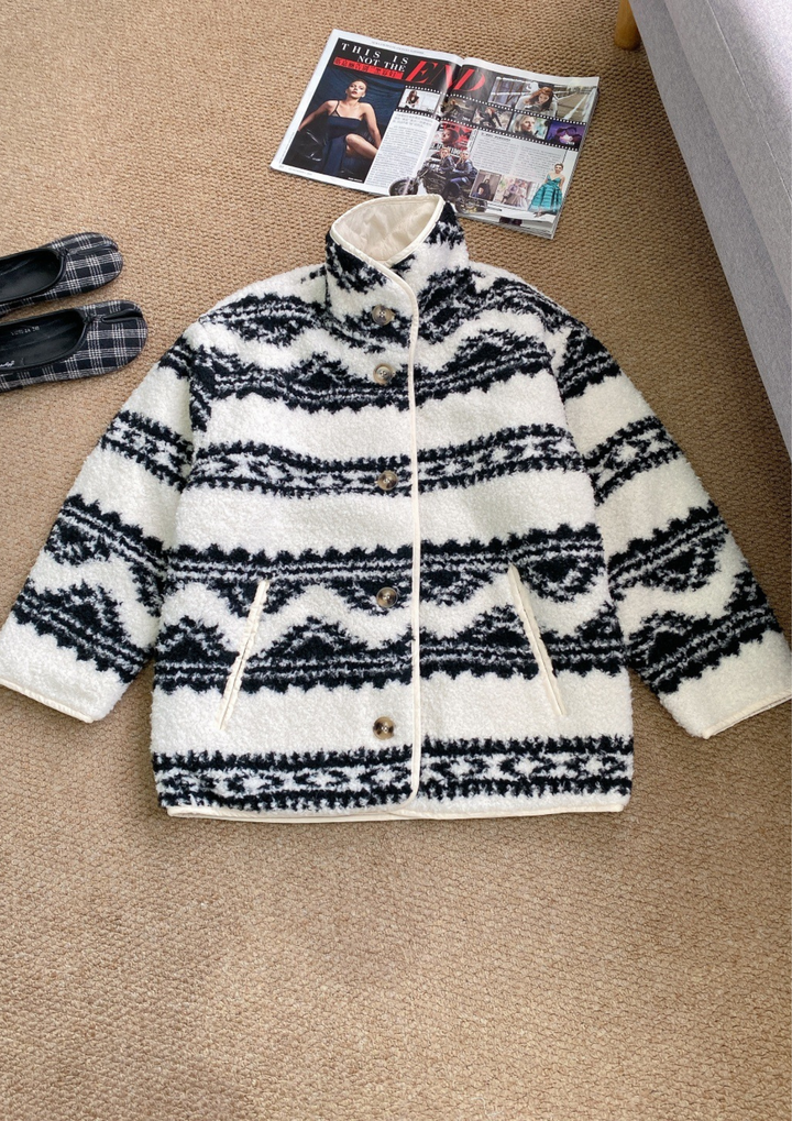 Alpine Reversible Jacquard Lamb Wool Jacket