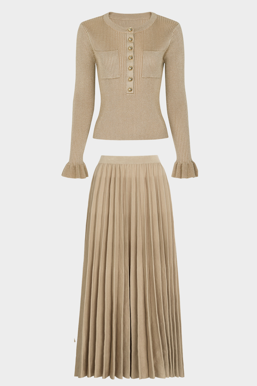 Serena Sparkle Knit Pleated Maxi Set