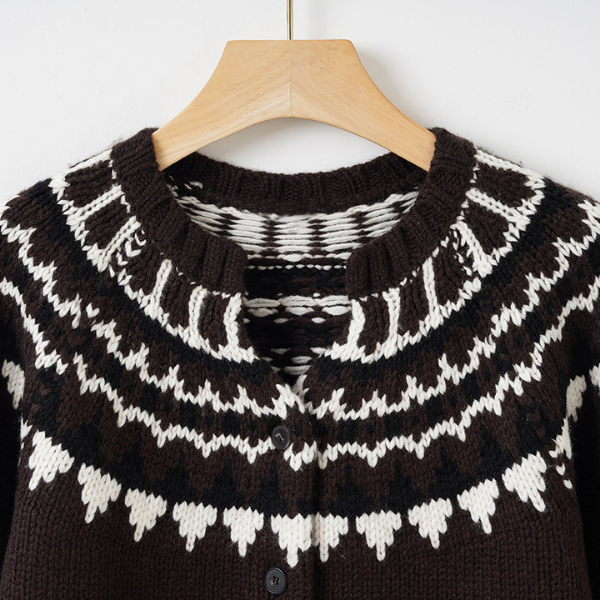 Pattern Wool Blend Cardigan