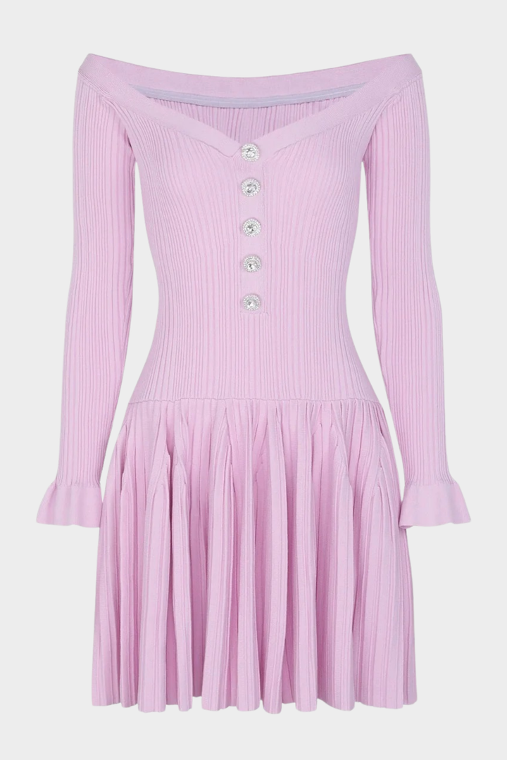 Élise Off Shoulder Crystal Knit Mini dress