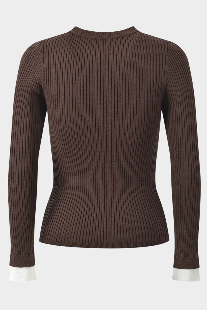 Contrast Stretch Soft  Viscose Knit Top