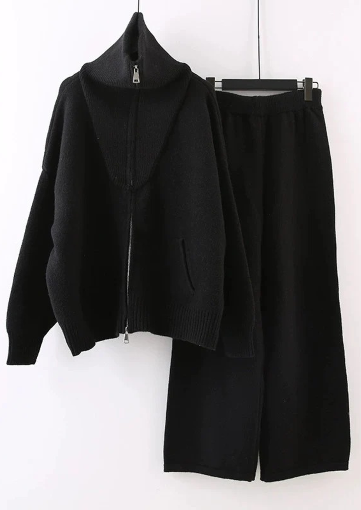 Comfy Naya  High Neck Zip Knit Set