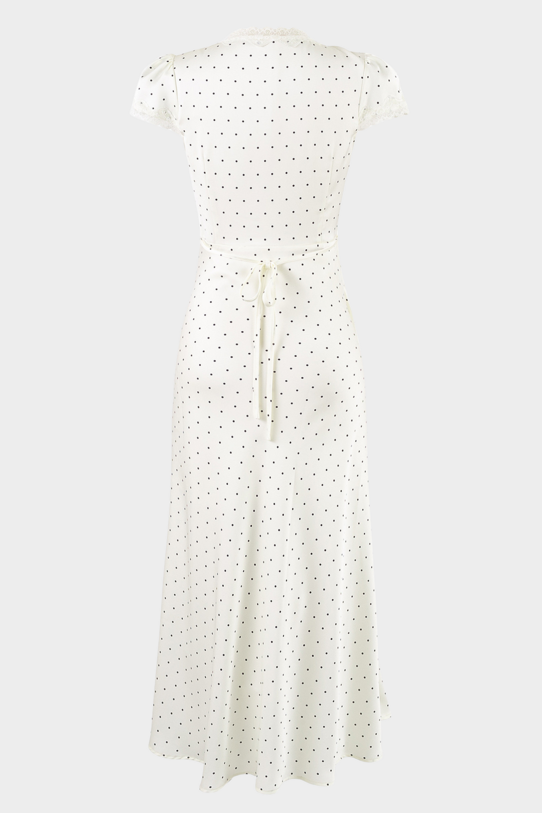 Lily-Retro Charm Polka Dot Satin V Neck Maxi Dress