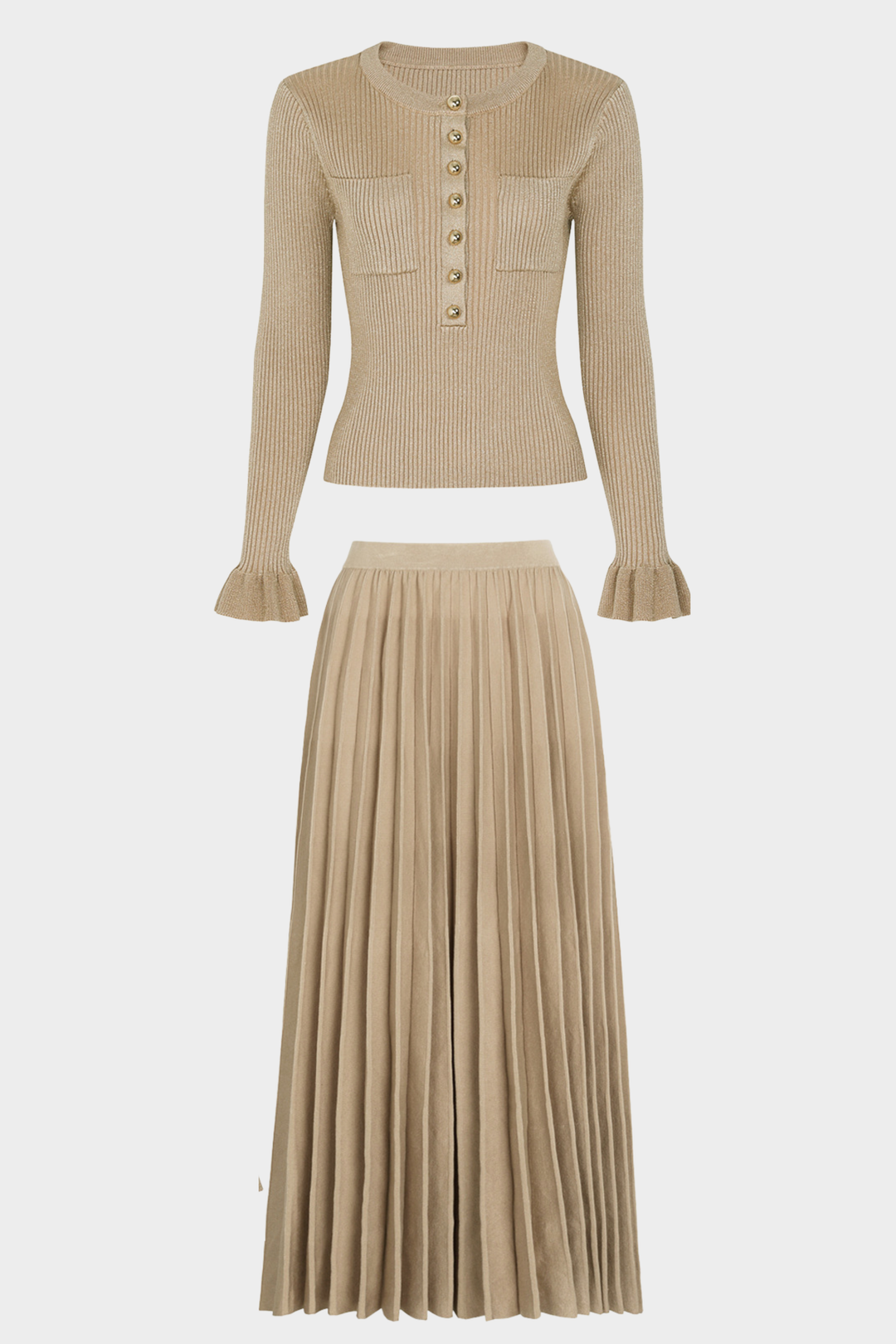 Serena Sparkle Knit Pleated Maxi Set