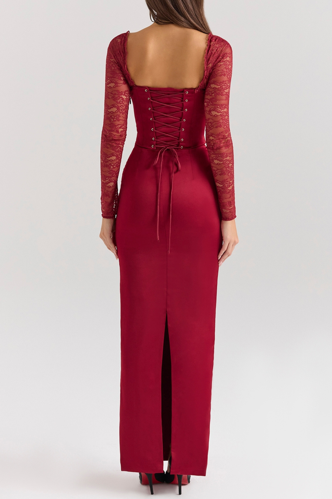 Veloura Lace Elegance Corset Satin Maxi Dress