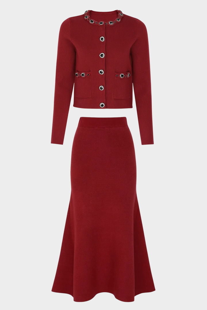 Jewel Elegance Soft Wool Knit Midaxi Set