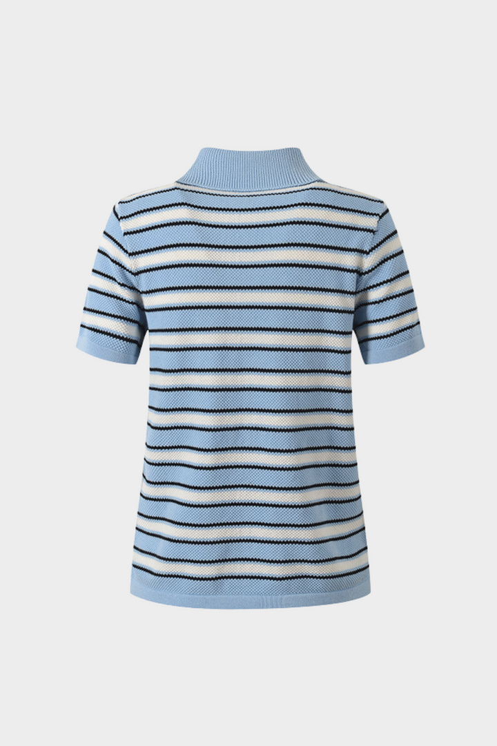 Mykonos Stripe Viscose Knit Polo Top