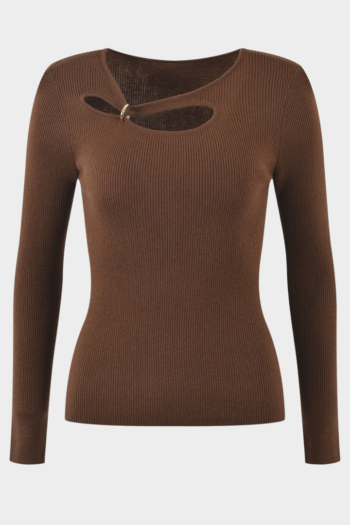 Basic Hollow Slim Wool Knit Top