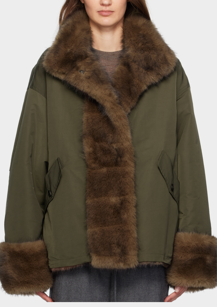 Reversible Faux Fur Collar Jacket