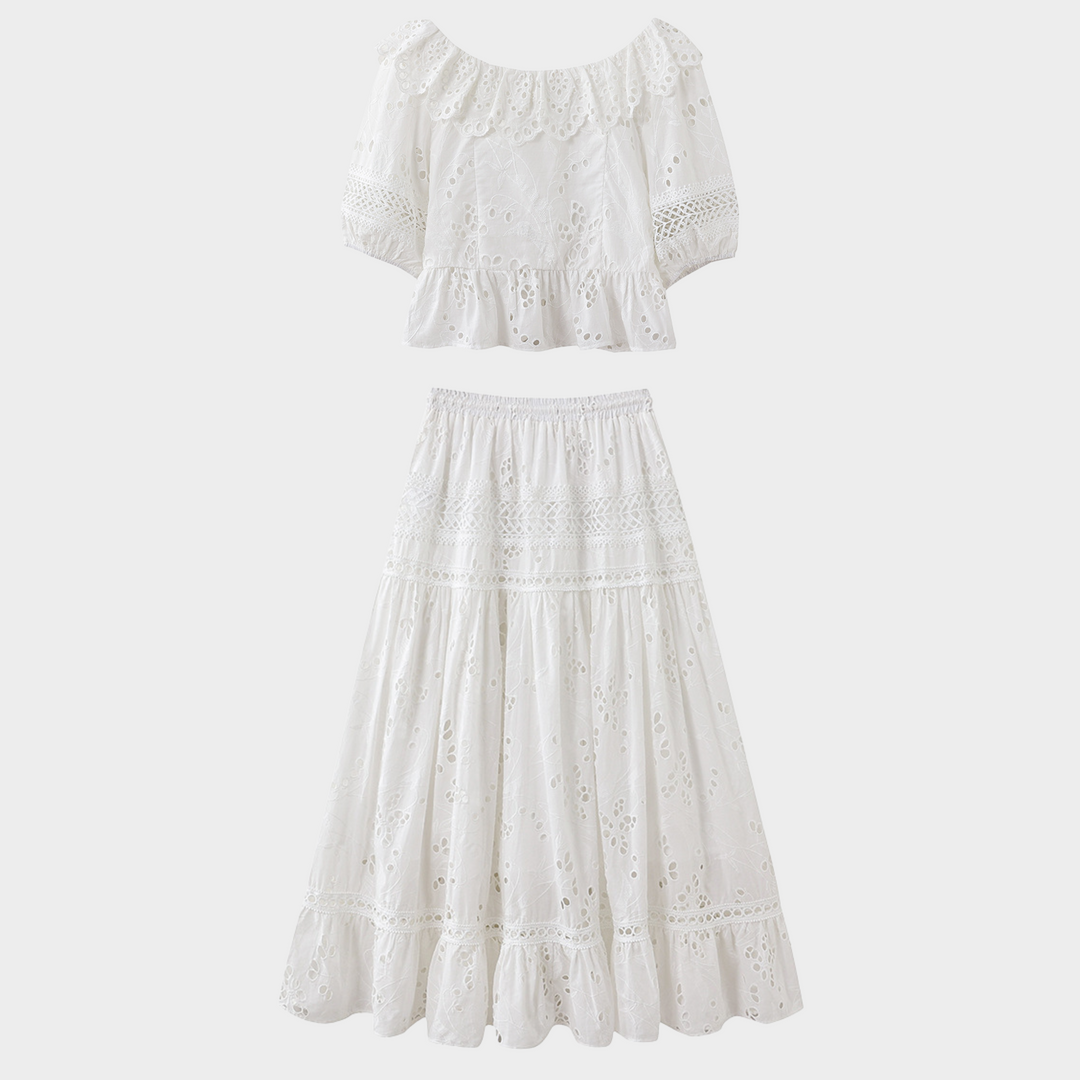 Snowy Stitch Ivory Ensemble