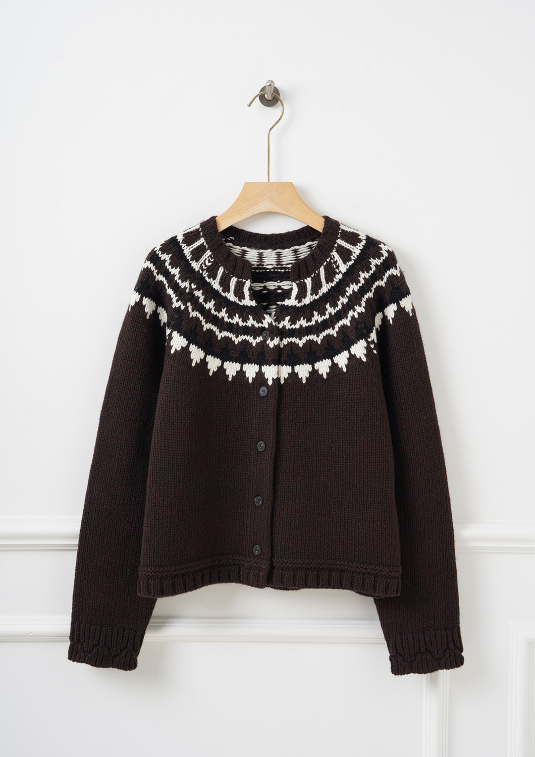 Pattern Wool Blend Cardigan