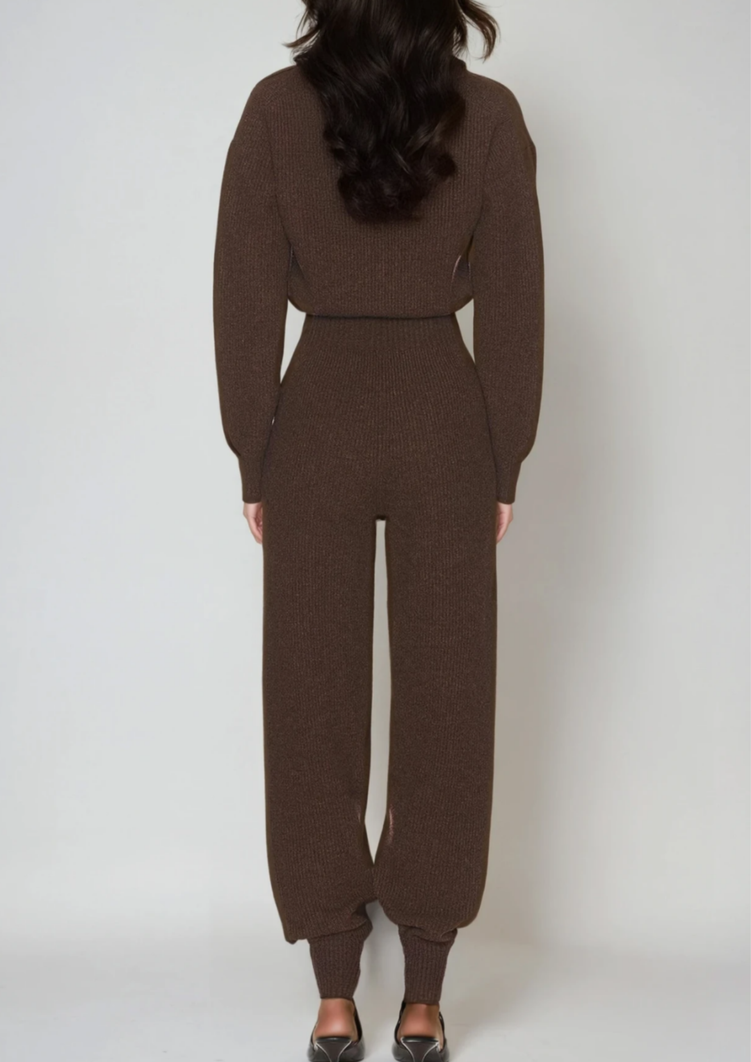 Natasha Pure Wool Ribbed Knit Jumpsuit