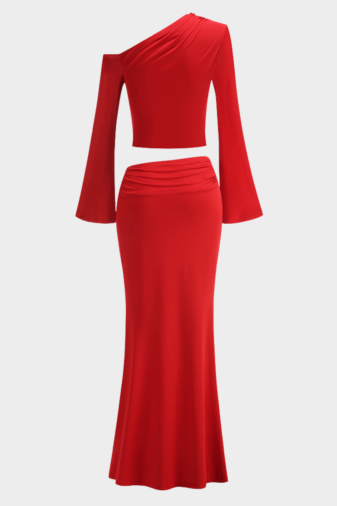 Aurelia Gold Bloom Oblique Drape Maxi Set