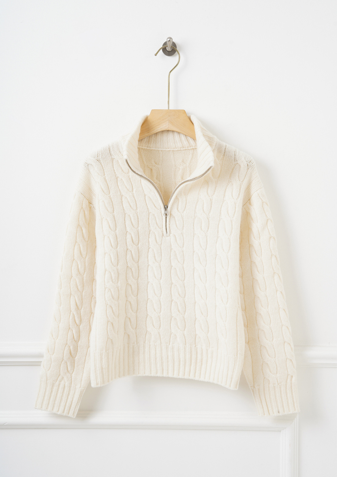 Half Zip Cable Knit Sweater