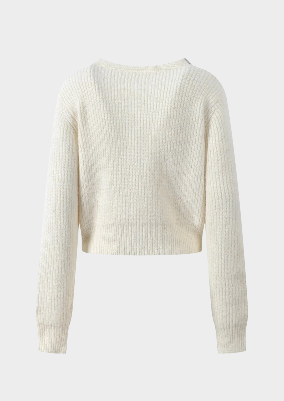 Embellished Round-Neck Wool Knit Cardigan