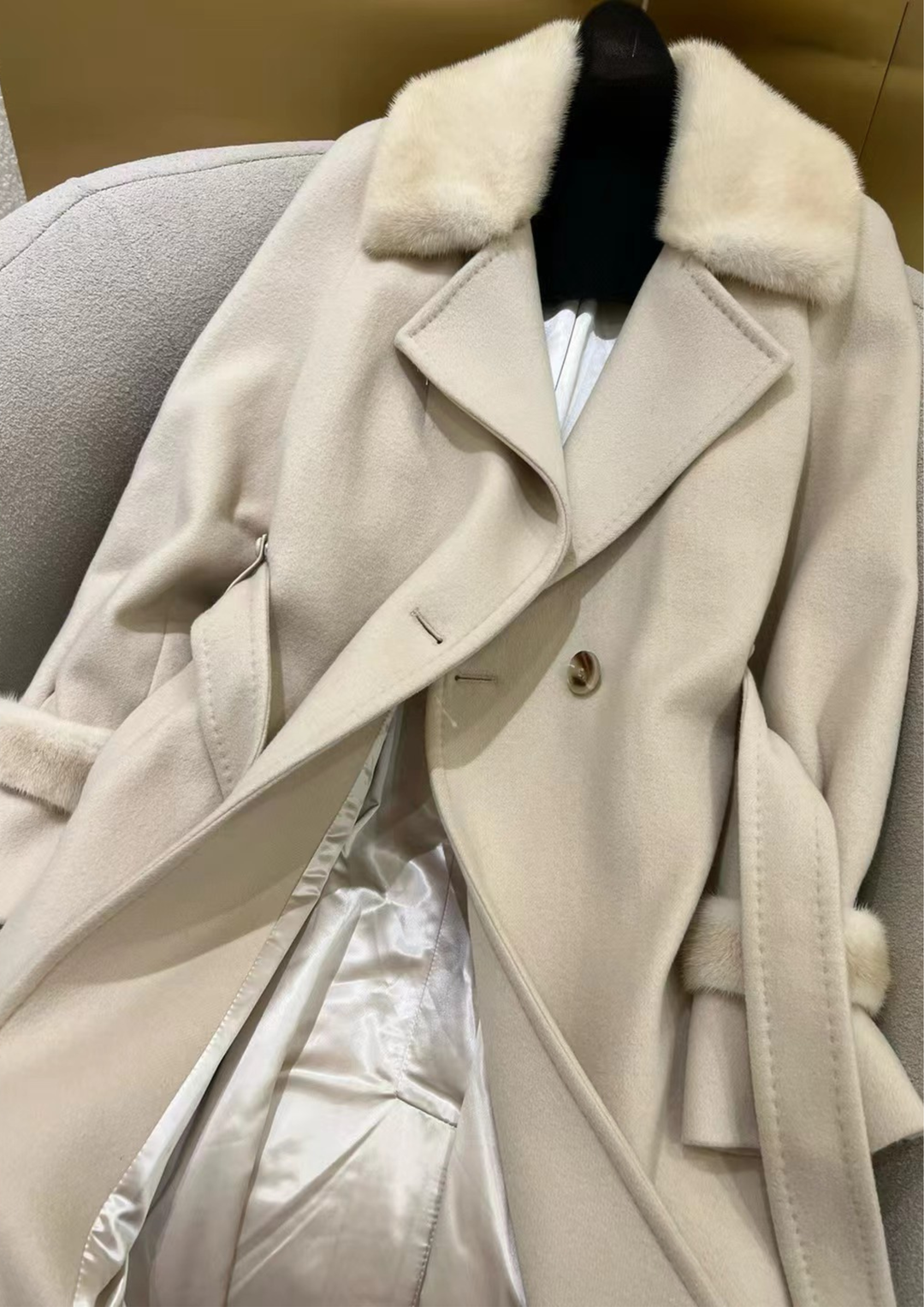 Juliette Cashmere Mink Tailored Belt Coat