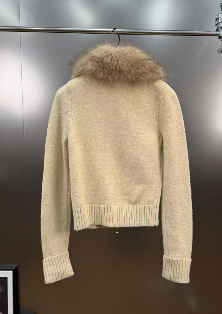 Luxe Fur Collar Knit Jacket