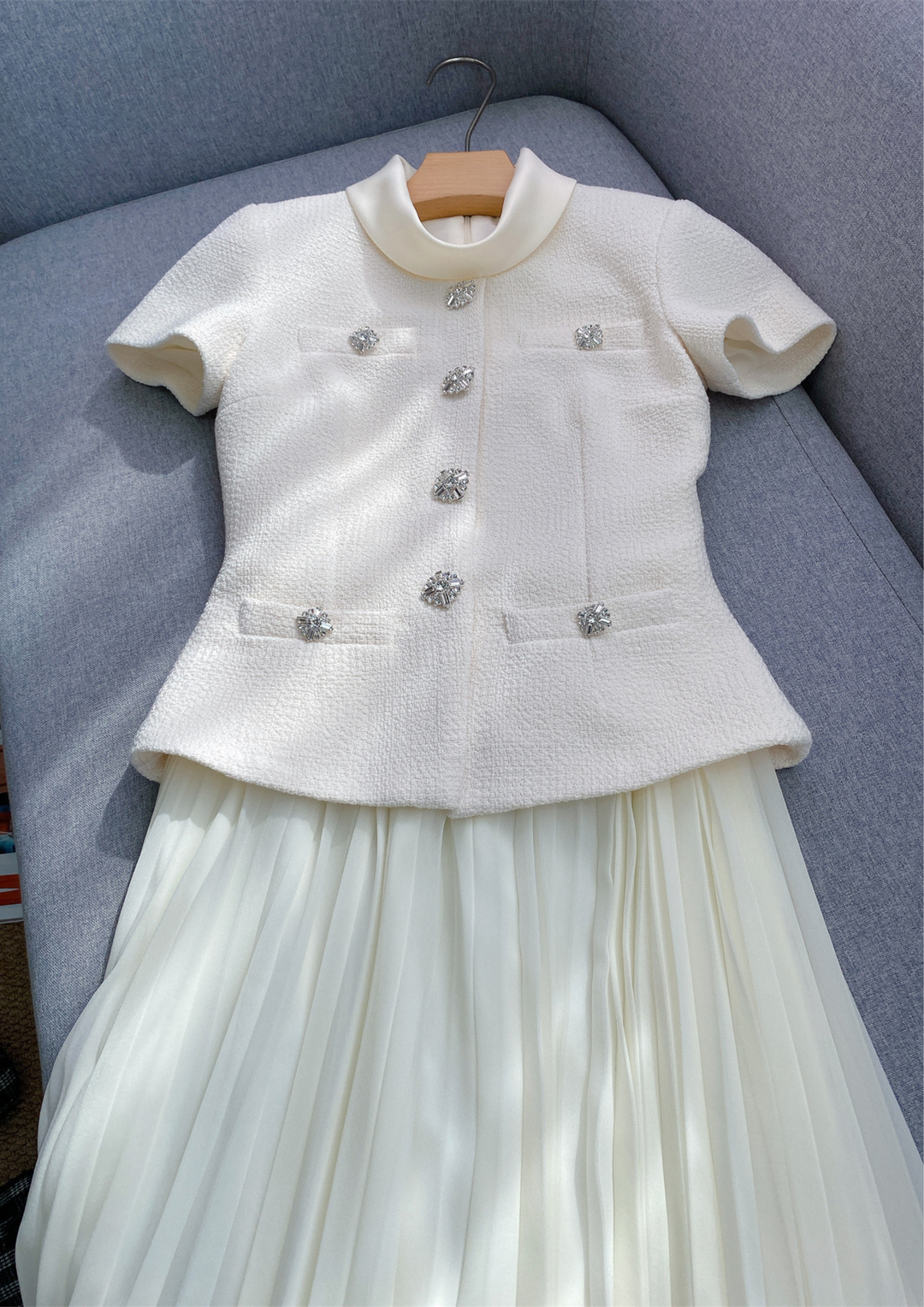 Tweed Elegance Mesh Knit Maxi Dress