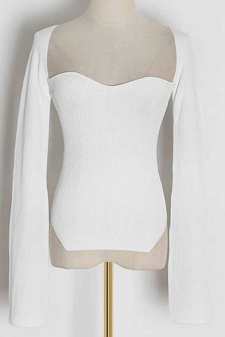 Curved Hem Slim Fit Essential Sweater Top