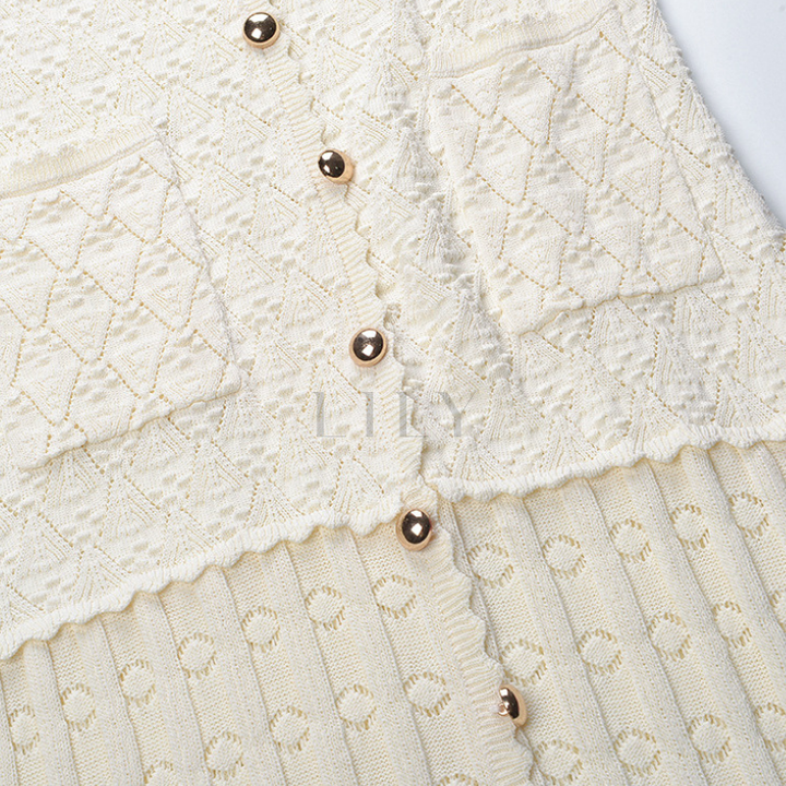 Mirella Crochet V Neck Knit Maxi Dress