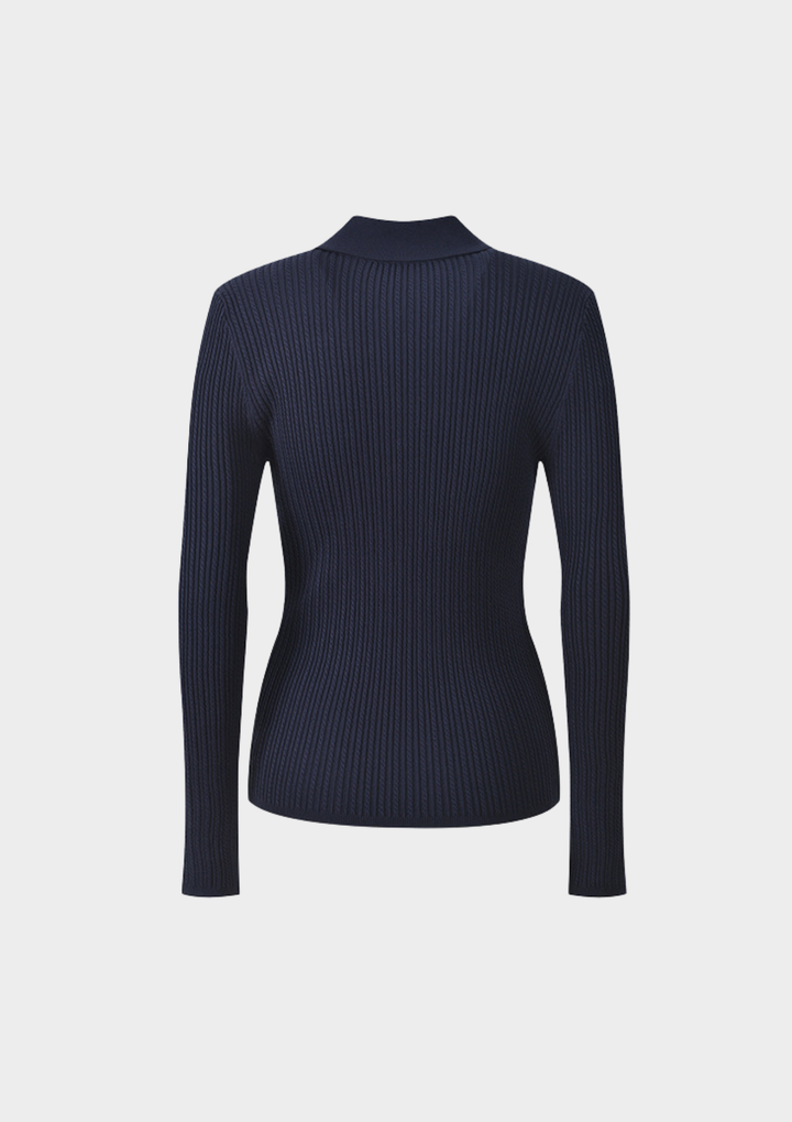 Nina Navy Cable Knit Top