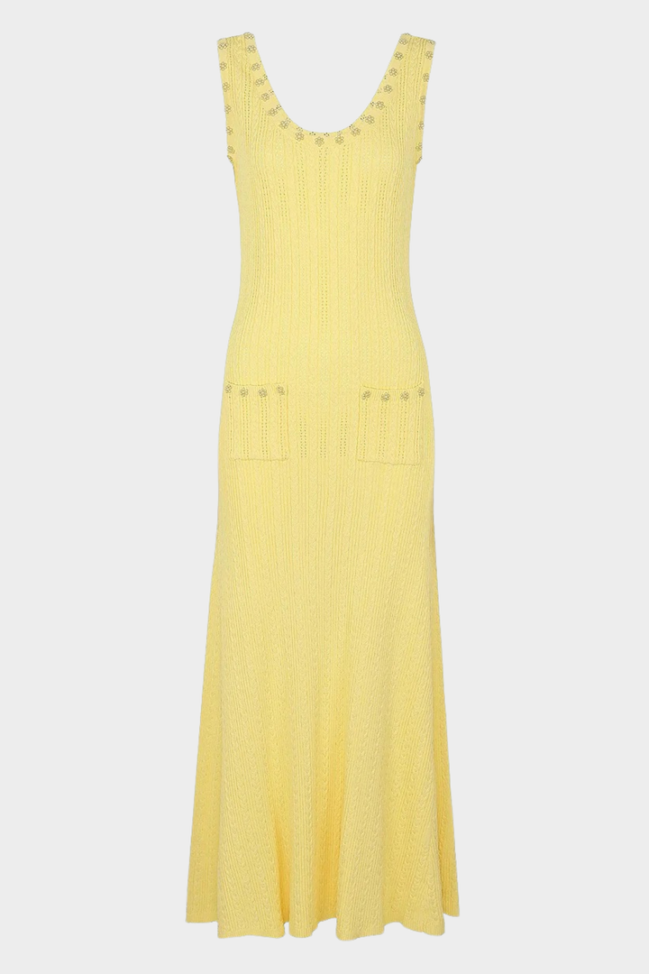 Rosette Pearl Knit  Flower Dress