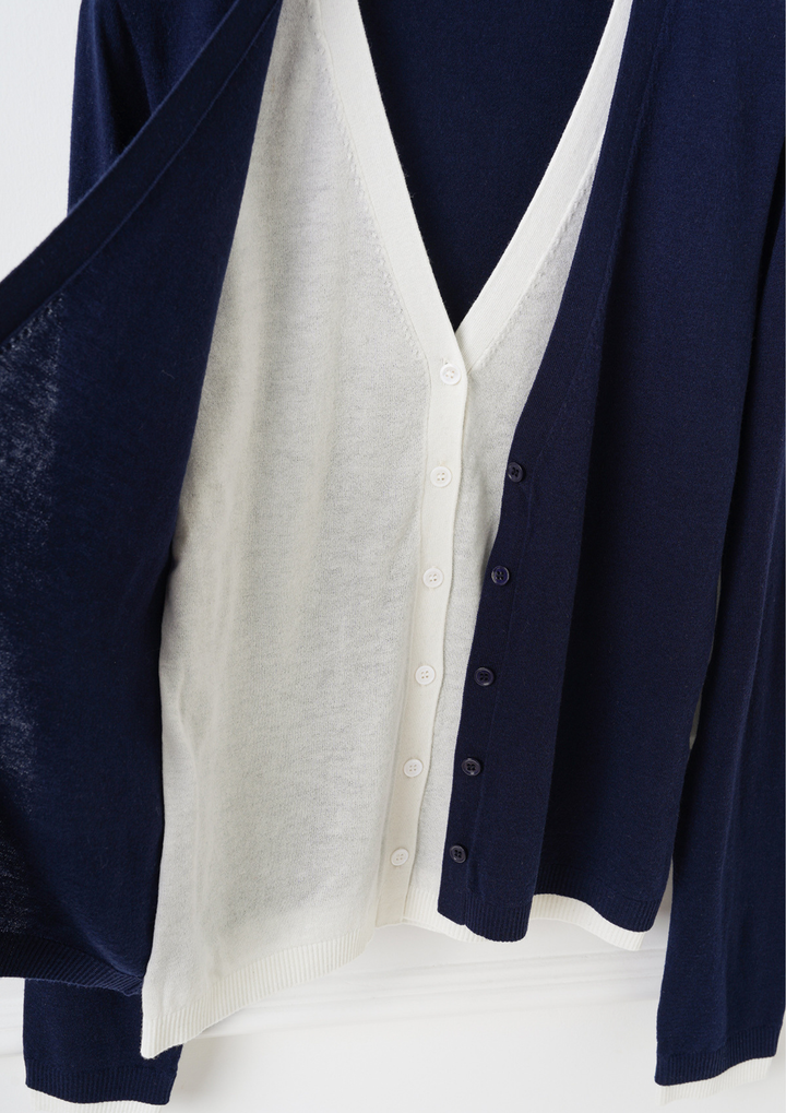 Contrast Trim Slim Knit Sweater