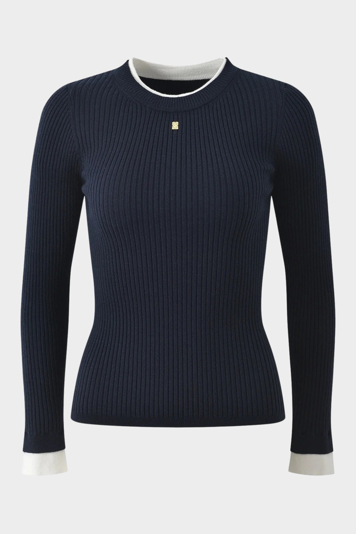 Contrast Stretch Soft  Viscose Knit Top