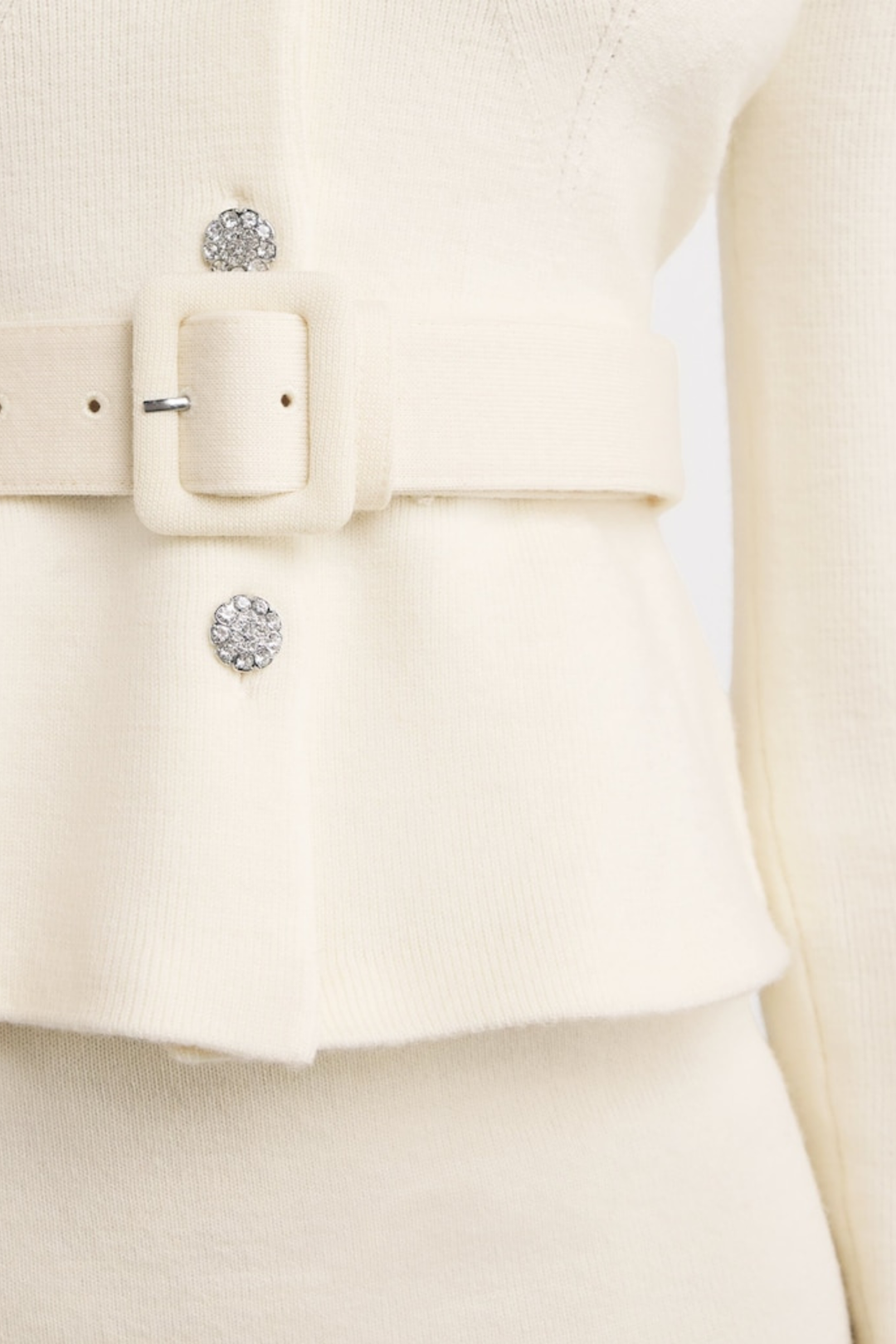 Embellished Elegance Wool Belted Midaxi Dress