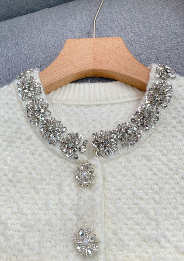 Crystal Bloom Short Sleeve Tweed Knit Mini Dress