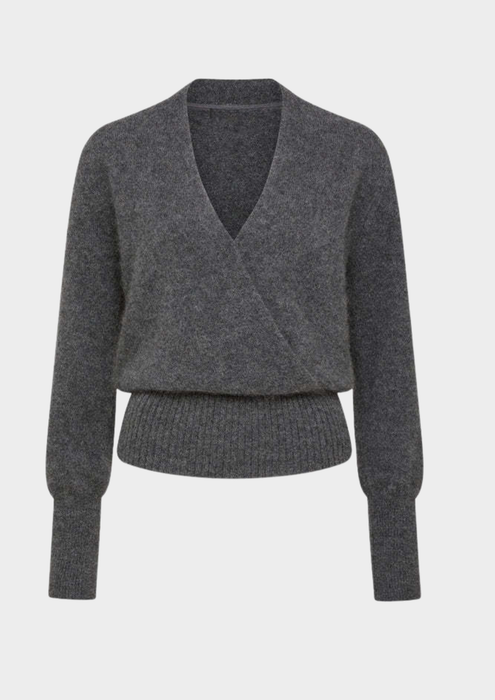 Soft Knit V Neck Cross Sweater Top
