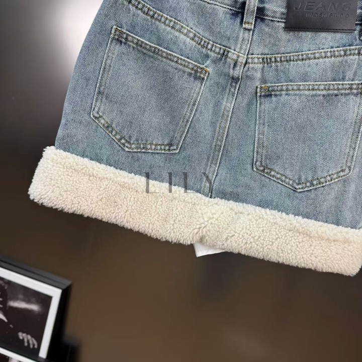 Sienna soft Inner Lamb Wool  Denim Set