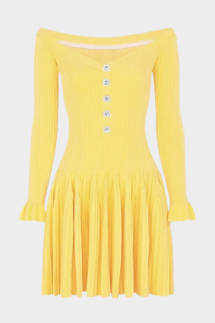 Élise Off Shoulder Crystal Knit Mini dress