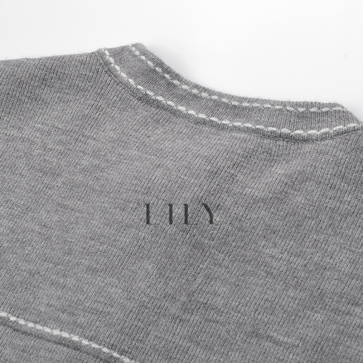 Leona Contrast Knit Grey Cardigan