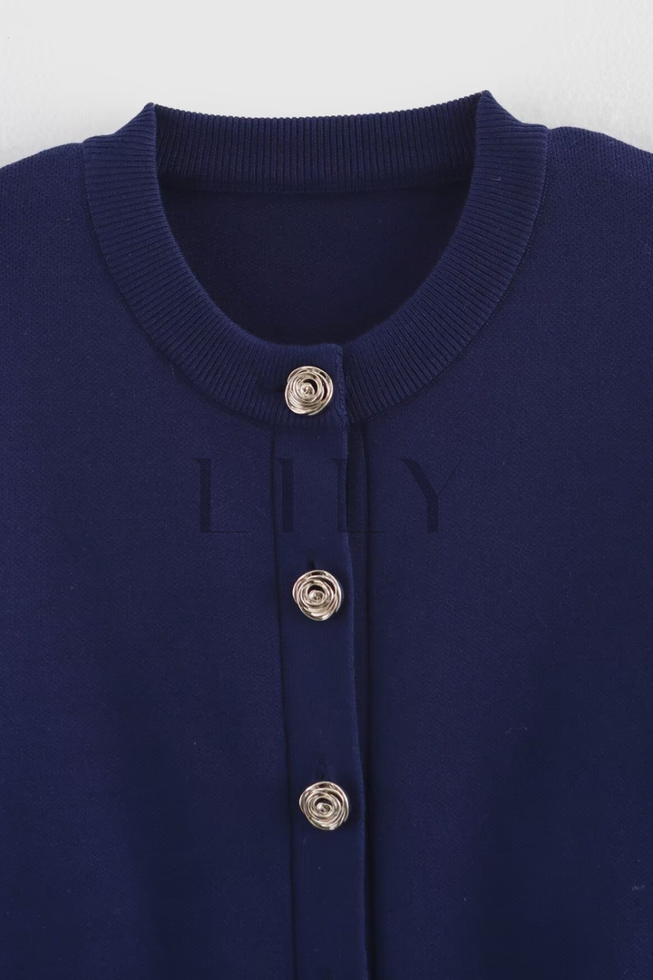 Navy Midnight Knit Button Mini Set