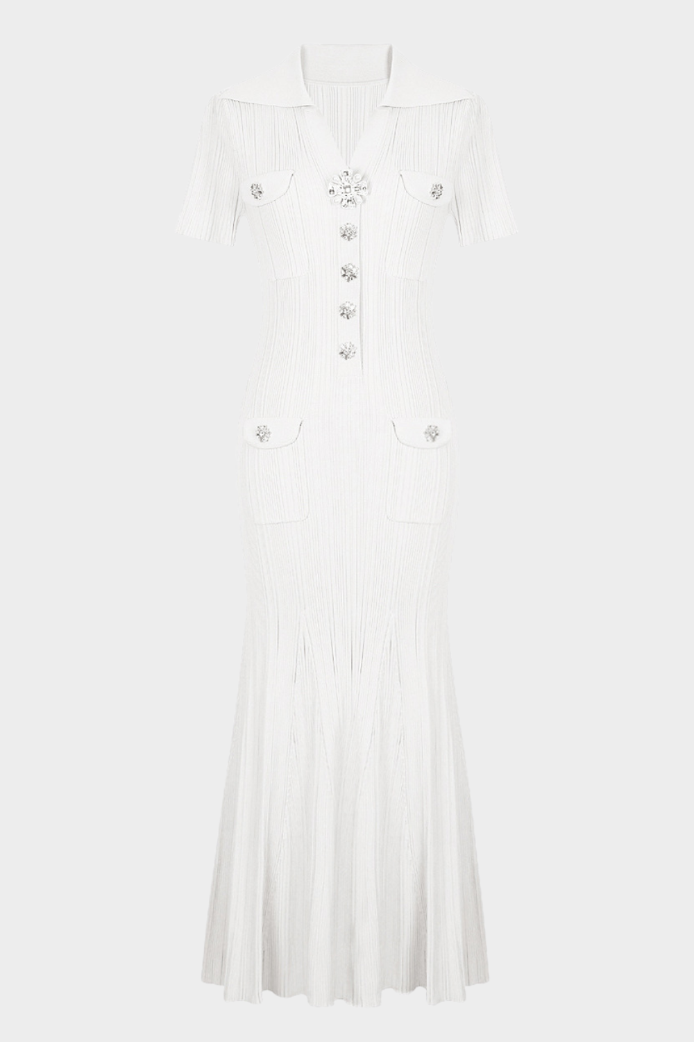 Elegant Gem Viscose Knit Maxi Dress - Short Sleeve